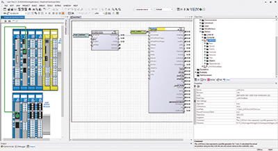 Hier de grafische hardware editor met offline objectaanzicht en Class-boom met properties LasalClass