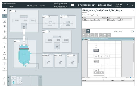 Individuele modules voor recepten weergegeven in de zenon Batch Control merck 03
